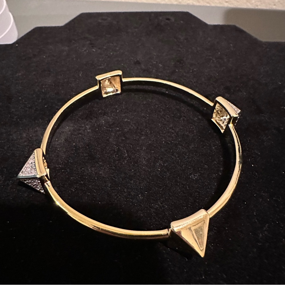 Noir NYC Jewelry Gold Pave Pyramid Accent Bangle Bracelet
